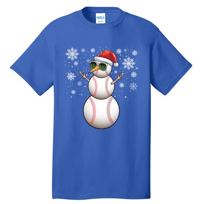 Christmas Baseball Ball Santa Snow Catcher Pitcher Gift Tall T-Shirt