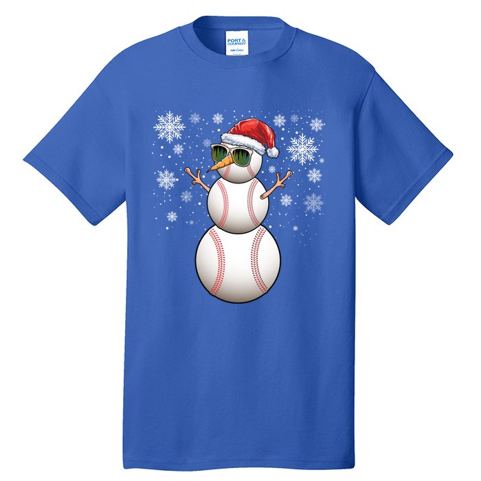 Christmas Baseball Ball Santa Snow Catcher Pitcher Gift Tall T-Shirt