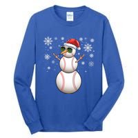 Christmas Baseball Ball Santa Snow Catcher Pitcher Gift Tall Long Sleeve T-Shirt