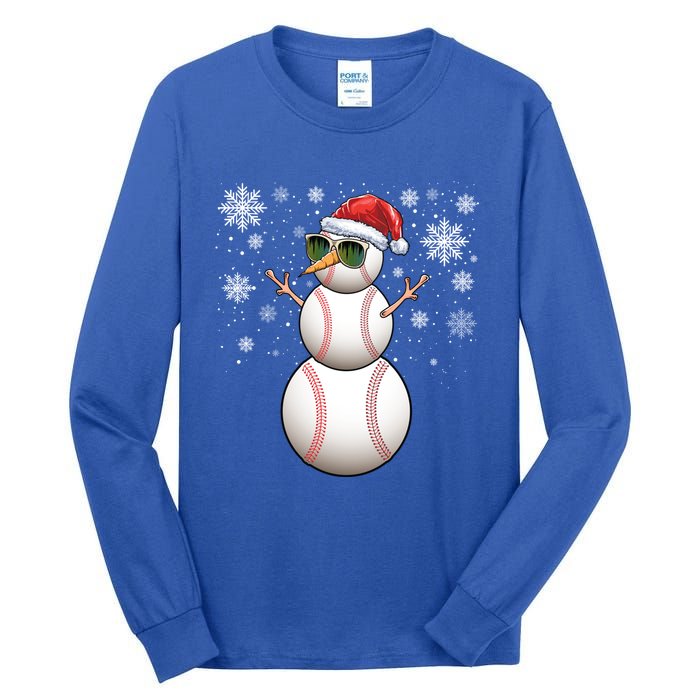 Christmas Baseball Ball Santa Snow Catcher Pitcher Gift Tall Long Sleeve T-Shirt