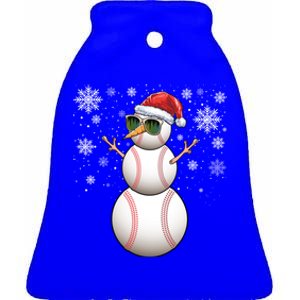 Christmas Baseball Ball Santa Snow Catcher Pitcher Gift Ceramic Bell Ornament