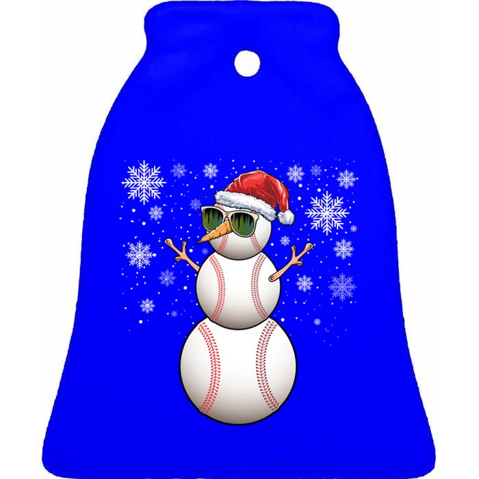 Christmas Baseball Ball Santa Snow Catcher Pitcher Gift Ceramic Bell Ornament