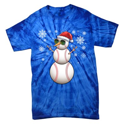 Christmas Baseball Ball Santa Snow Catcher Pitcher Gift Tie-Dye T-Shirt