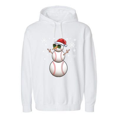 Christmas Baseball Ball Santa Snow Catcher Pitcher Gift Garment-Dyed Fleece Hoodie