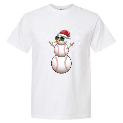 Christmas Baseball Ball Santa Snow Catcher Pitcher Gift Garment-Dyed Heavyweight T-Shirt