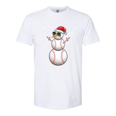 Christmas Baseball Ball Santa Snow Catcher Pitcher Gift Softstyle CVC T-Shirt