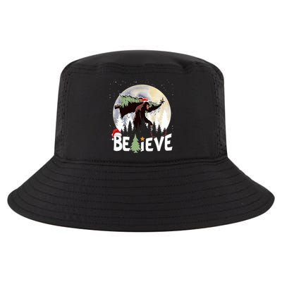 Christmas Bigfoot Believe Sasquatch In Moon Light Santa Xmas Cool Comfort Performance Bucket Hat