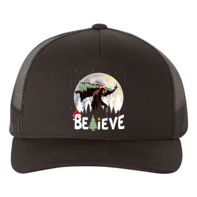 Christmas Bigfoot Believe Sasquatch In Moon Light Santa Xmas Yupoong Adult 5-Panel Trucker Hat