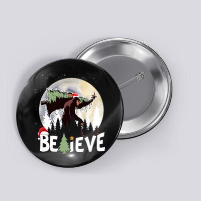 Christmas Bigfoot Believe Sasquatch In Moon Light Santa Xmas Button