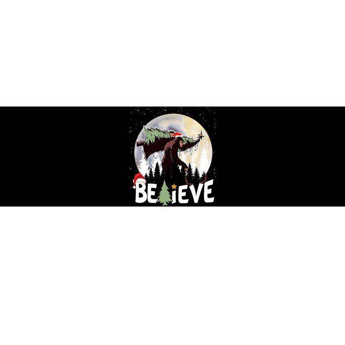 Christmas Bigfoot Believe Sasquatch In Moon Light Santa Xmas Bumper Sticker