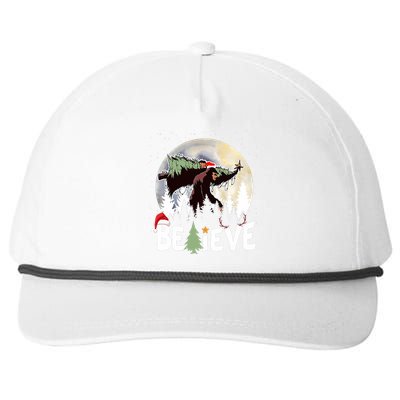 Christmas Bigfoot Believe Sasquatch In Moon Light Santa Xmas Snapback Five-Panel Rope Hat