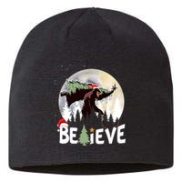 Christmas Bigfoot Believe Sasquatch In Moon Light Santa Xmas Sustainable Beanie