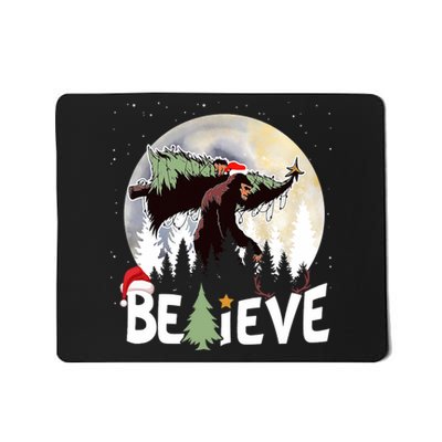 Christmas Bigfoot Believe Sasquatch In Moon Light Santa Xmas Mousepad