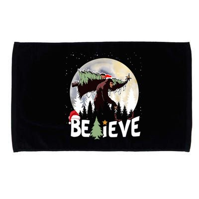 Christmas Bigfoot Believe Sasquatch In Moon Light Santa Xmas Microfiber Hand Towel