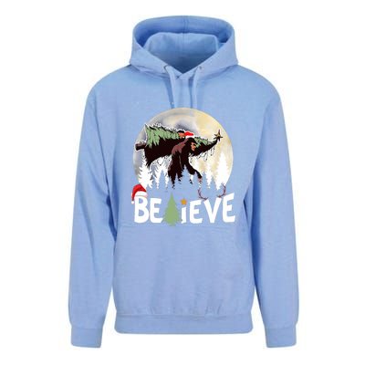 Christmas Bigfoot Believe Sasquatch In Moon Light Santa Xmas Unisex Surf Hoodie