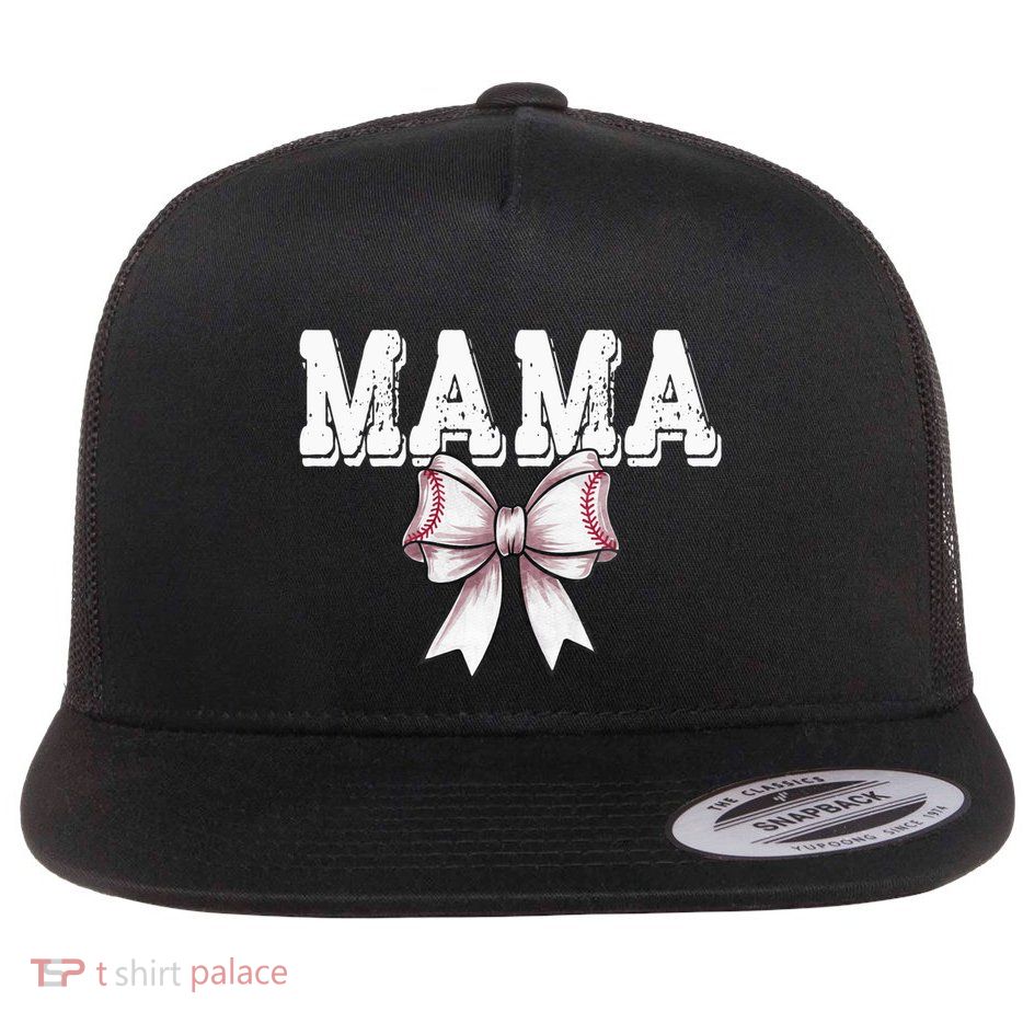 Coquette Baseball Bow Mom Sister Grandma Mama Gift Flat Bill Trucker Hat