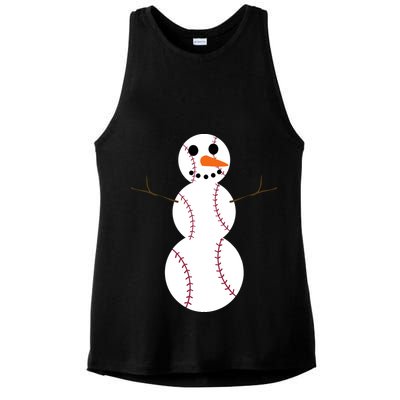 Christmas Baseball Ball Snowman Funny Sport Xmas Boys Ladies PosiCharge Tri-Blend Wicking Tank