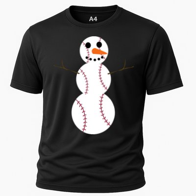 Christmas Baseball Ball Snowman Funny Sport Xmas Boys Cooling Performance Crew T-Shirt