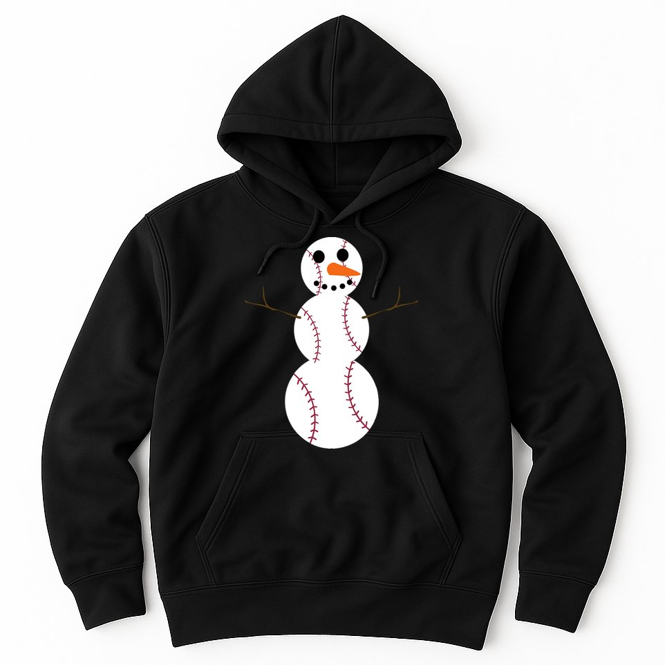 Christmas Baseball Ball Snowman Funny Sport Xmas Boys Hoodie