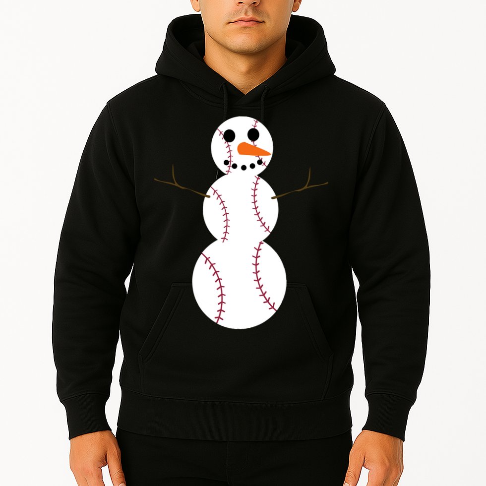 Christmas Baseball Ball Snowman Funny Sport Xmas Boys Hoodie