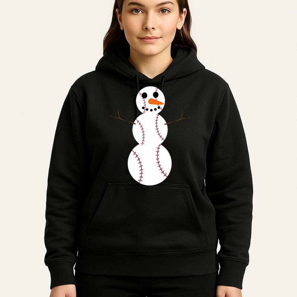 Christmas Baseball Ball Snowman Funny Sport Xmas Boys Hoodie