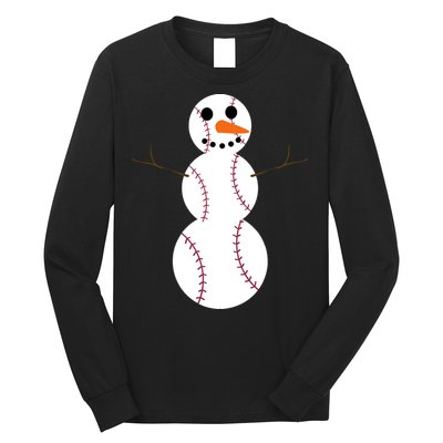 Christmas Baseball Ball Snowman Funny Sport Xmas Boys Long Sleeve Shirt