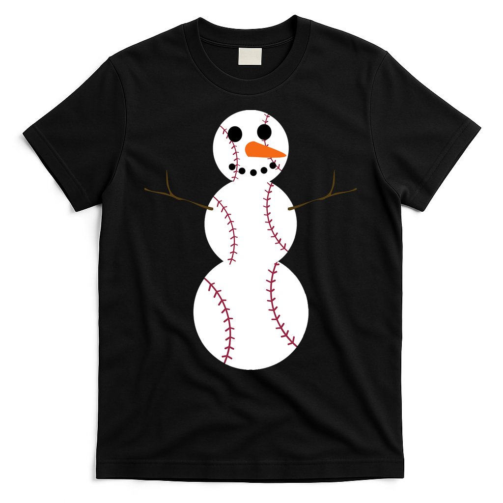 Christmas Baseball Ball Snowman Funny Sport Xmas Boys T-Shirt