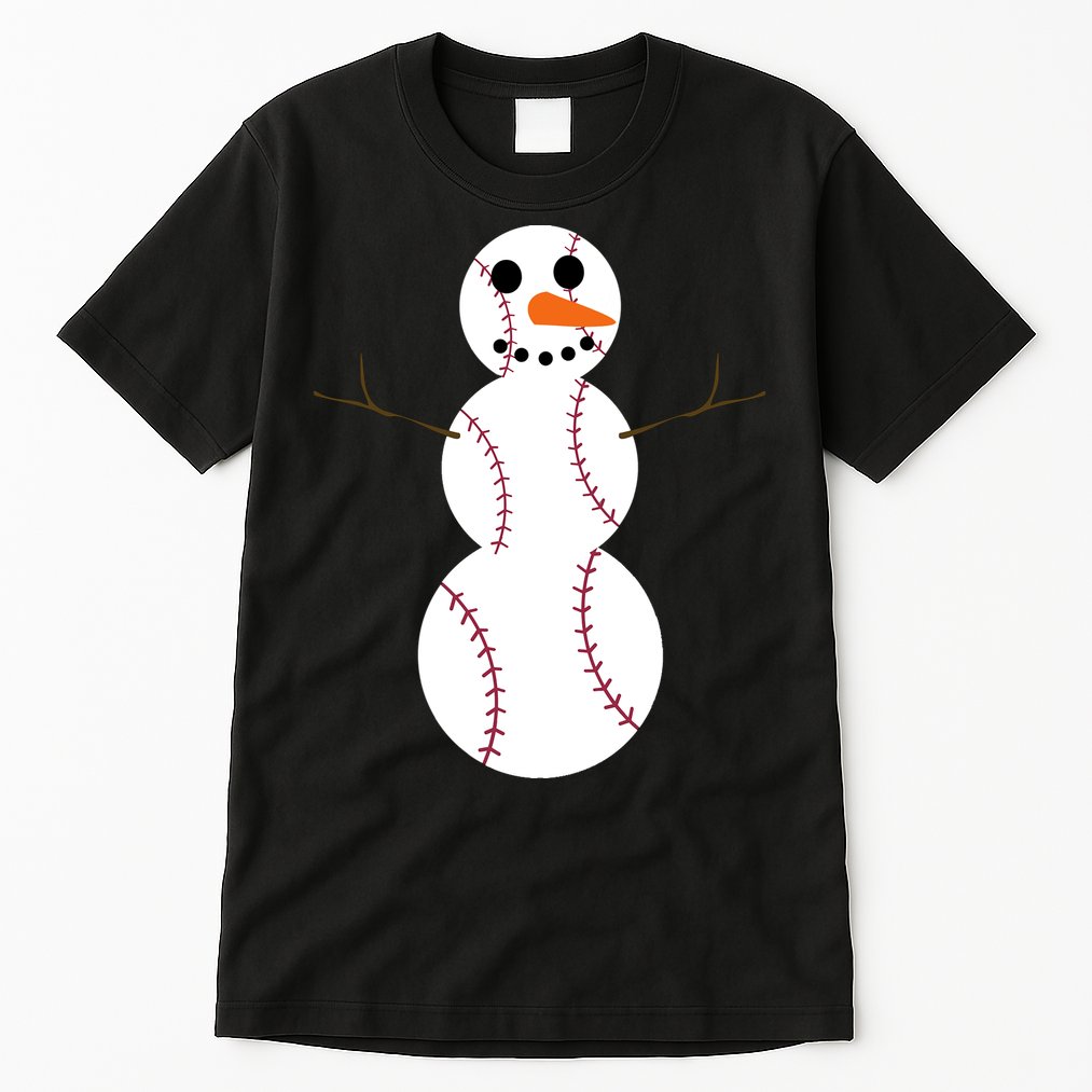 Christmas Baseball Ball Snowman Funny Sport Xmas Boys Tall T-Shirt
