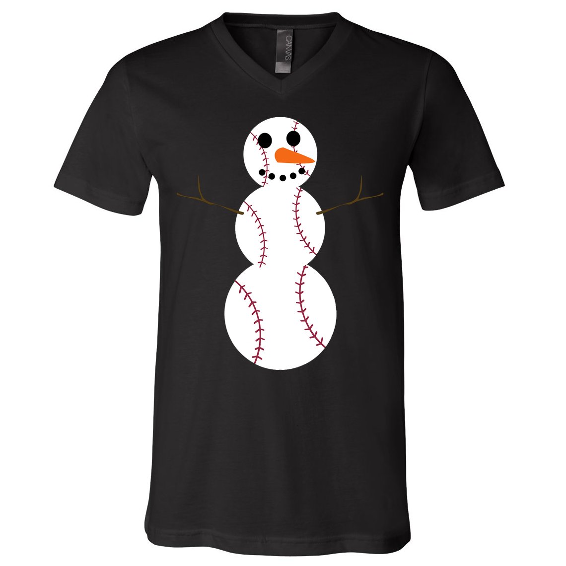 Christmas Baseball Ball Snowman Funny Sport Xmas Boys V-Neck T-Shirt