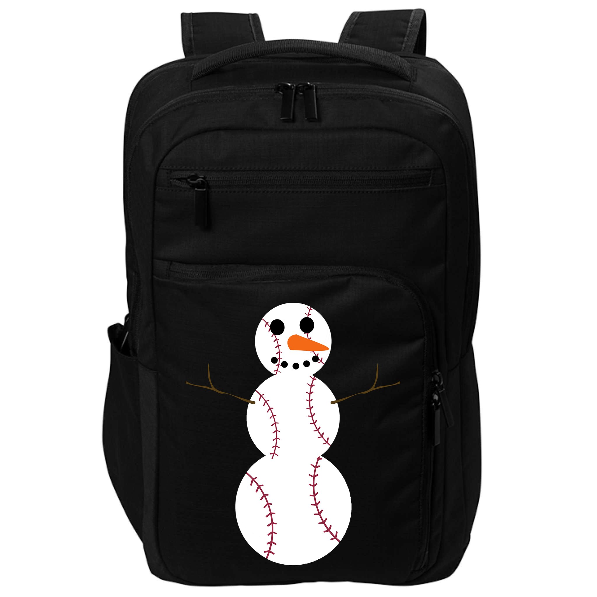 Christmas Baseball Ball Snowman Funny Sport Xmas Boys Impact Tech Backpack
