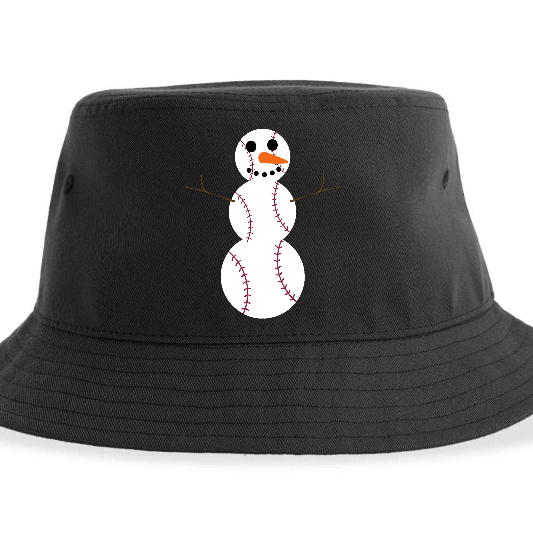 Christmas Baseball Ball Snowman Funny Sport Xmas Boys Sustainable Bucket Hat