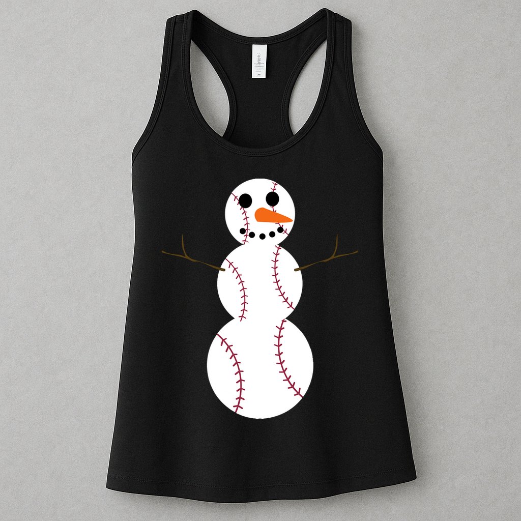 Christmas Baseball Ball Snowman Funny Sport Xmas Boys Womens Tank Top