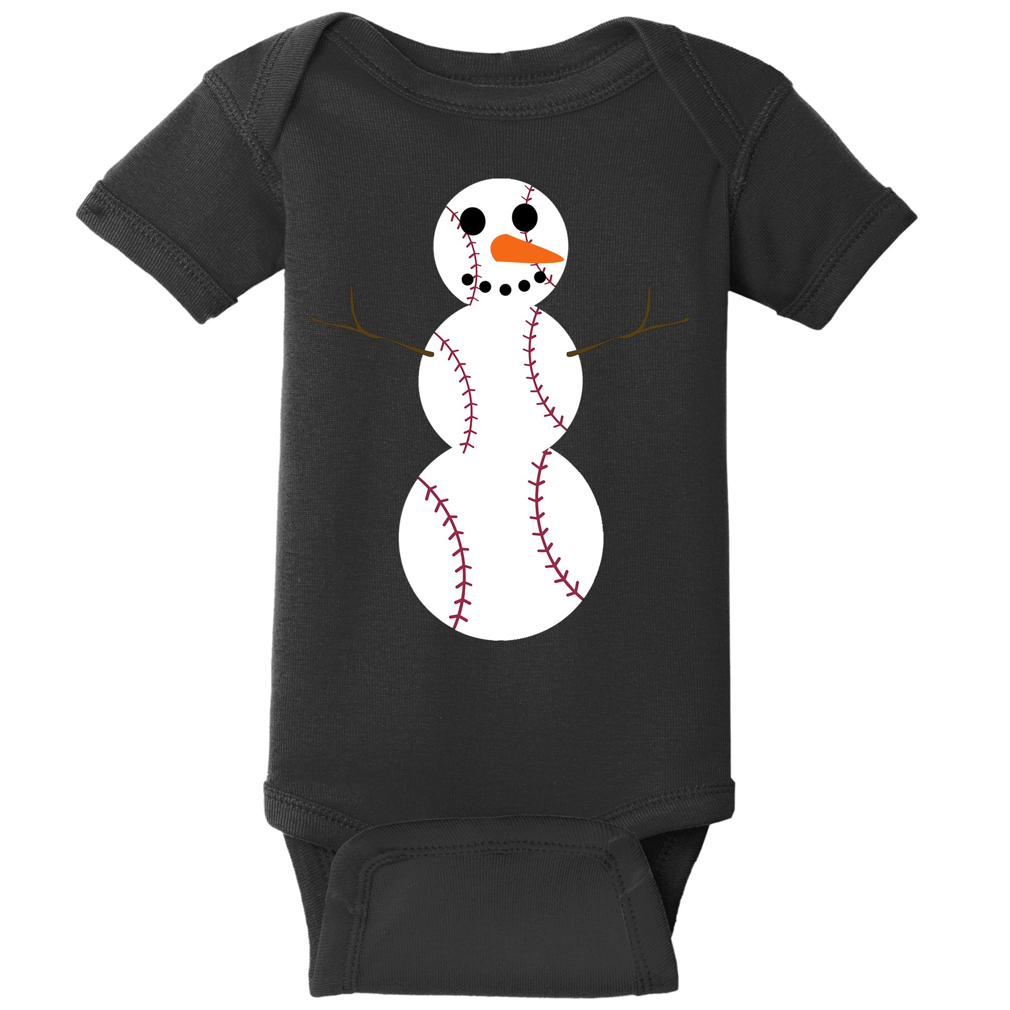 Christmas Baseball Ball Snowman Funny Sport Xmas Boys Baby Bodysuit