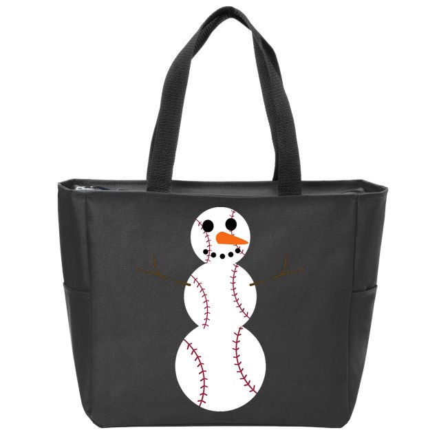 Christmas Baseball Ball Snowman Funny Sport Xmas Boys Zip Tote Bag