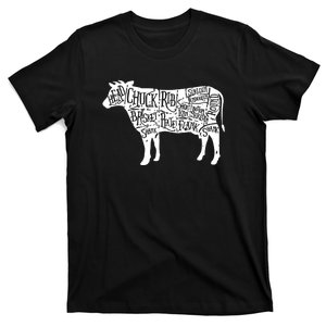 Cow Butcher Beef Cuts Diagram Funny T-Shirt