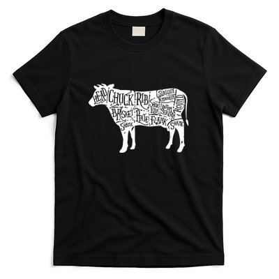 Cow Butcher Beef Cuts Diagram Funny T-Shirt