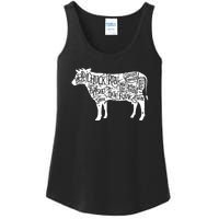 Cow Butcher Beef Cuts Diagram Funny Ladies Essential Tank