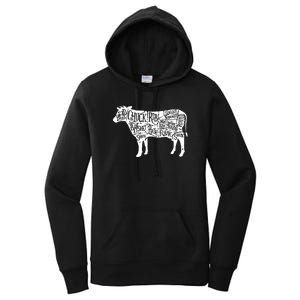 Cow Butcher Beef Cuts Diagram Funny Women's Pullover Hoodie