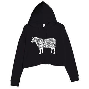 Cow Butcher Beef Cuts Diagram Funny Crop Fleece Hoodie