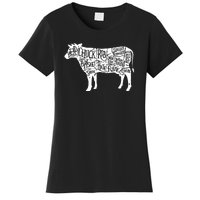 Cow Butcher Beef Cuts Diagram Funny Women's T-Shirt