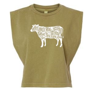 Cow Butcher Beef Cuts Diagram Funny Garment-Dyed Women's Muscle Tee