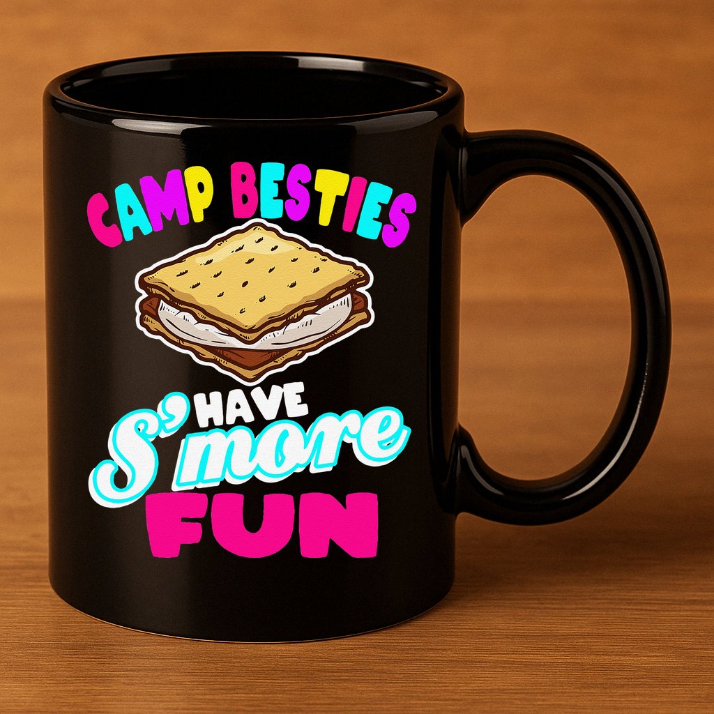 Camp Besties Best Friend Summer Camping Funny Smore Fun 11oz C Handle Ceramic Mug