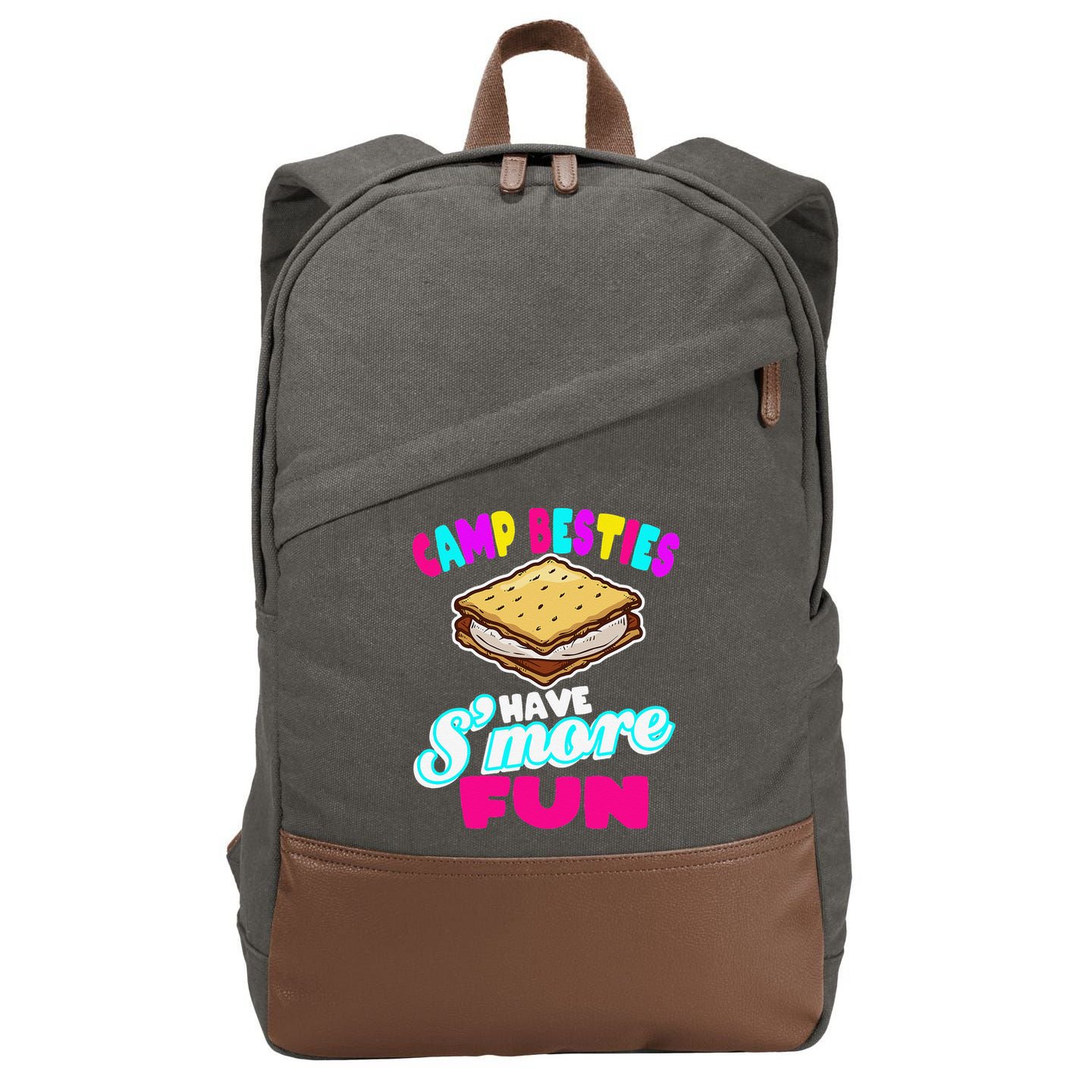 Camp Besties Best Friend Summer Camping Funny Smore Fun Cotton Canvas Backpack