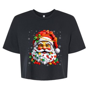 Christmas Builder Block Brick Building Santa Face Bella+Canvas Jersey Crop Tee