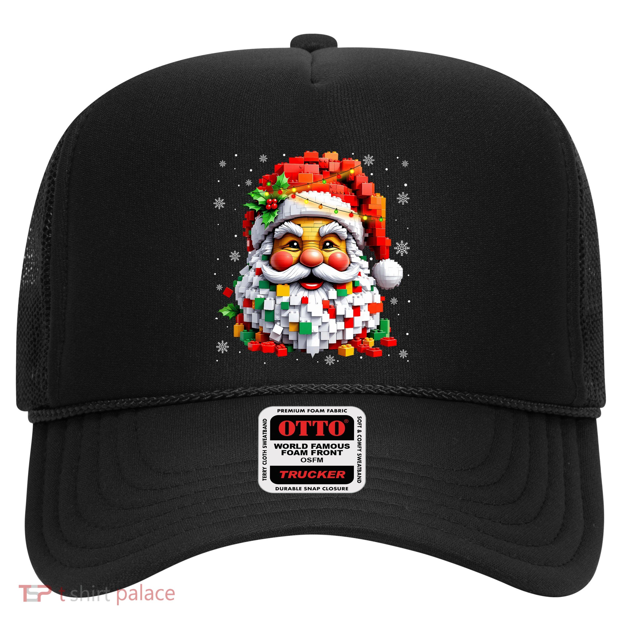 Christmas Builder Block Brick Building Santa Face Trucker Hat