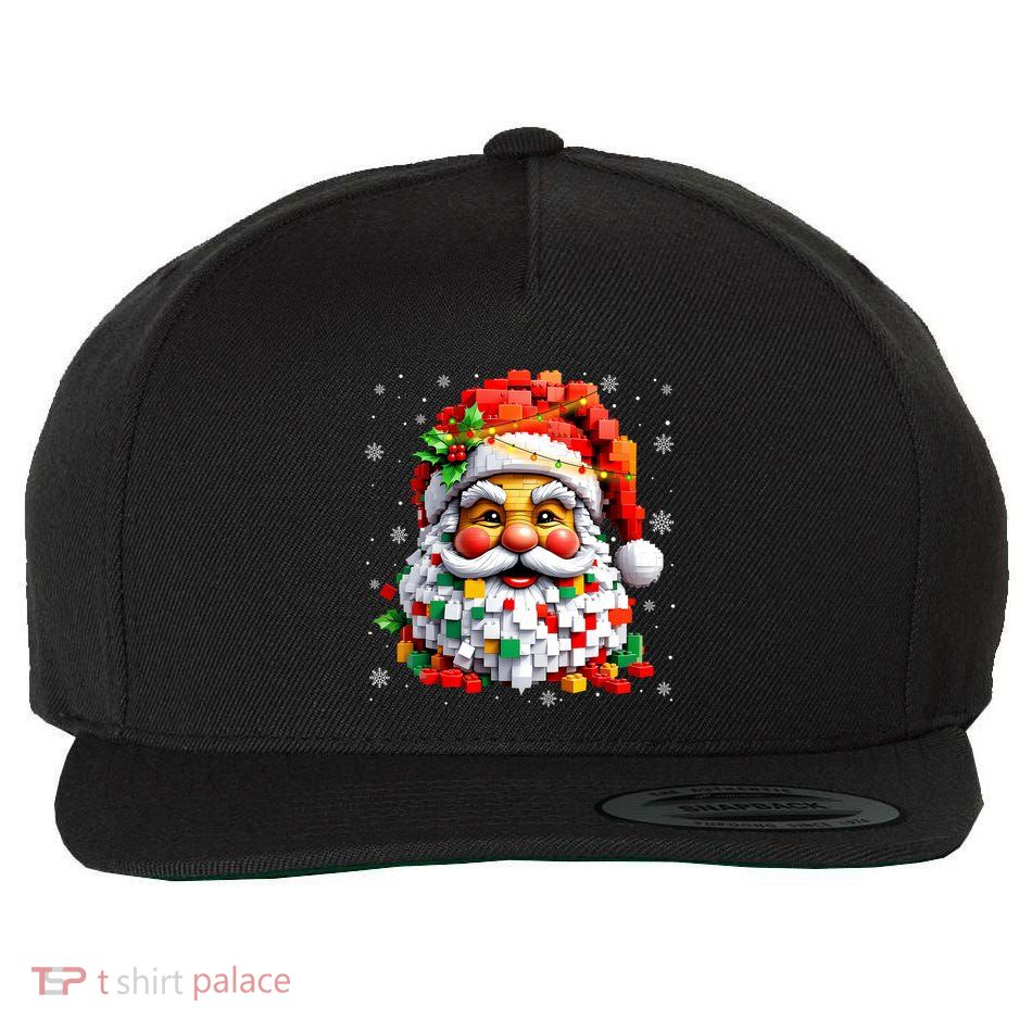 Christmas Builder Block Brick Building Santa Face Wool Snapback Cap