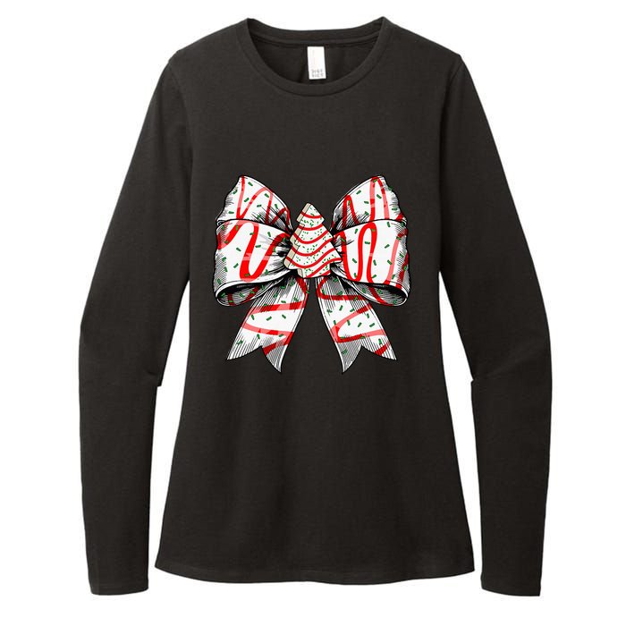 Coquette Bow Christmas Tree Cake Christmas Vibes Womens CVC Long Sleeve Shirt