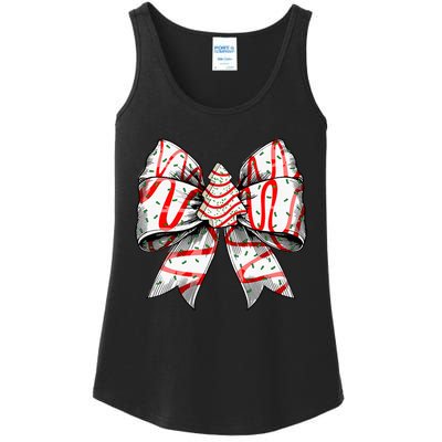 Coquette Bow Christmas Tree Cake Christmas Vibes Ladies Essential Tank