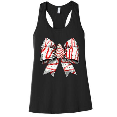 Coquette Bow Christmas Tree Cake Christmas Vibes Women's Racerback Tank