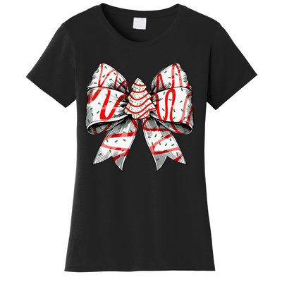 Coquette Bow Christmas Tree Cake Christmas Vibes Women's T-Shirt